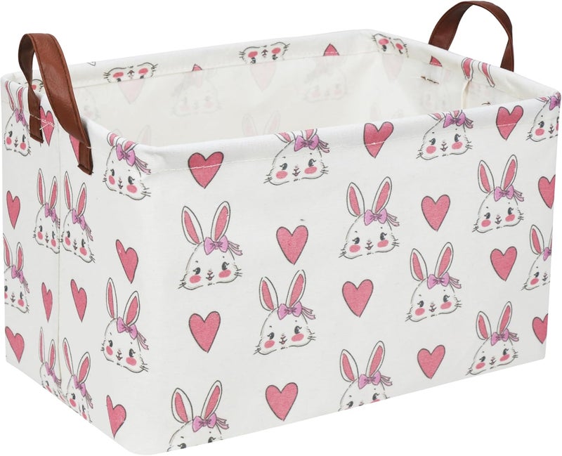 ESSME Rabbit Rectangular Collapsible Storage Basket, Kids Toy Organizer, Shelf Basket, Easter Gift (Rabbit) - Image 1